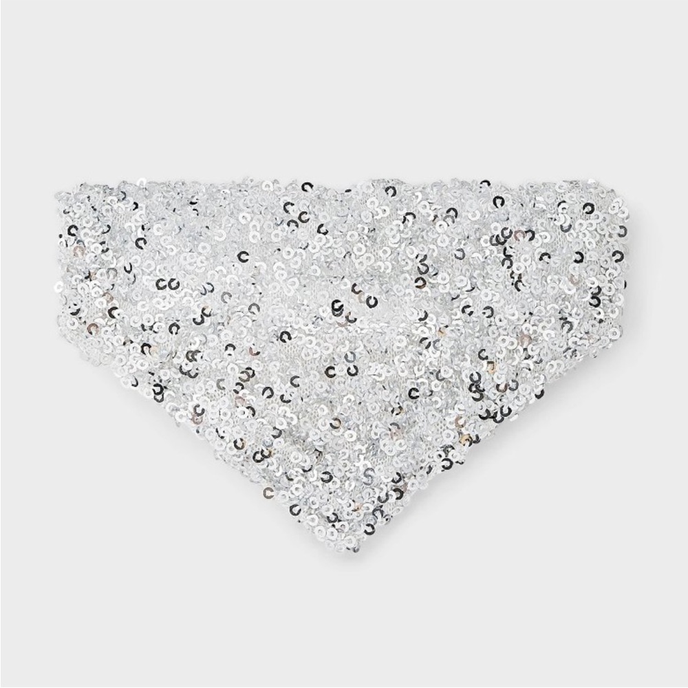 Boots & Barkley Silver Sequined Bandanna Collar Slide